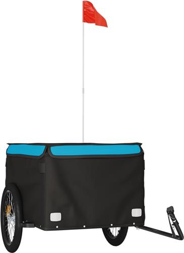 vidaXL - Fietstrailer - 45 - kg - ijzer - zwart - en - blauw