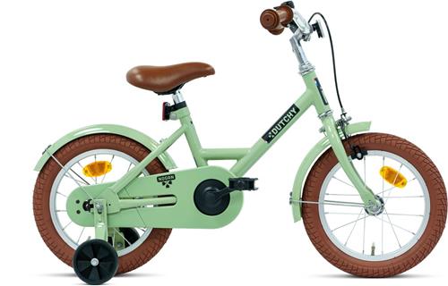 Nogan Dutchy Kinderfiets 14 Inch - Met Zijwieltjes - Verstelbaar Stuur & Zadel - Terugtraprem & V-Brake - Groen