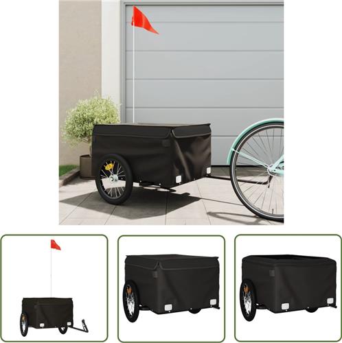 The Living Store Fietstrailer 45 kg ijzer zwart - Fietskar - Fietstrailer - Transportwagen - Fietsen Accessoires - Zwaar Vervoer