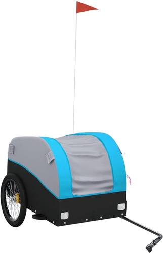 vidaXL - Fietstrailer - 45 - kg - ijzer - zwart - en - blauw