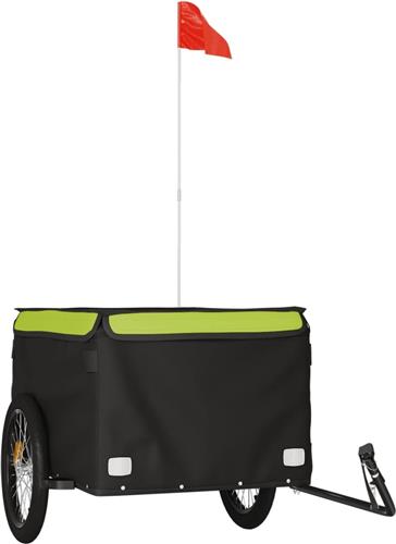 vidaXL - Fietstrailer - 45 - kg - ijzer - zwart - en - groen