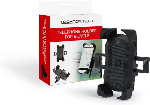 Technosmart - Fietsstuur Telefoonhouder - 360° Draaibaar - Anti-slip - Schok Dempend - 4.7 tot 6.8 Inch Smartphones - Voor 25 tot 32 mm Sturen
