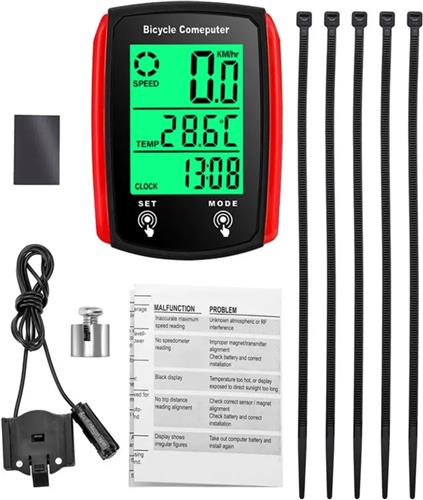 Kilometerteller Fiets - KM Teller Fiets - Fietsnavigatie - Waterdicht - Snelheidsmeter Fiets - Fietscomputer Bedraad