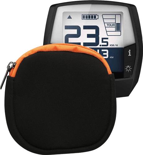 kwmobile hoesje voor e-bike display - Waterdichte display cover elektrische fiets - Van neopreen in mat zwart / oranje