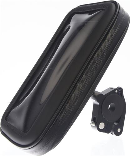 Telefoonhouder Waterdicht voor Scooter - Motor - MANOS LIBRES - MODEL W - Spiegel Bevestiging - Universeel - Zwart - Piaggio - Vespa - Zip