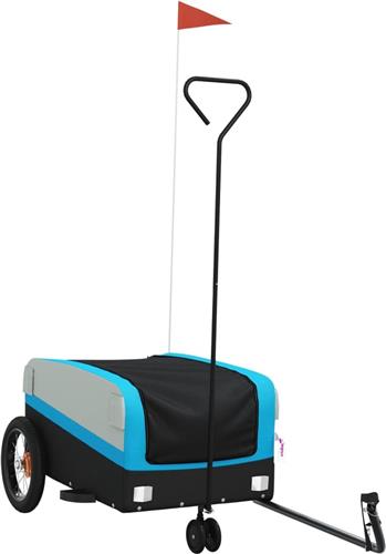 vidaXL - Fietstrailer - 30 - kg - ijzer - zwart - en - blauw