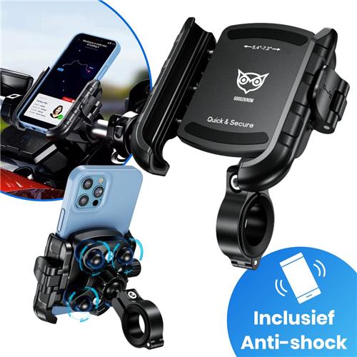 Good2know Telefoonhouder motor/ATV met anti-shock - Smartphone houder met anti-trillingsdempers - Telefoon standaard - 360º Draaibaar - Geschikt voor Fiets, scooter, e-bike