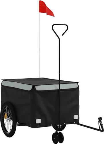 vidaXL - Fietstrailer - 45 - kg - ijzer - zwart - en - grijs