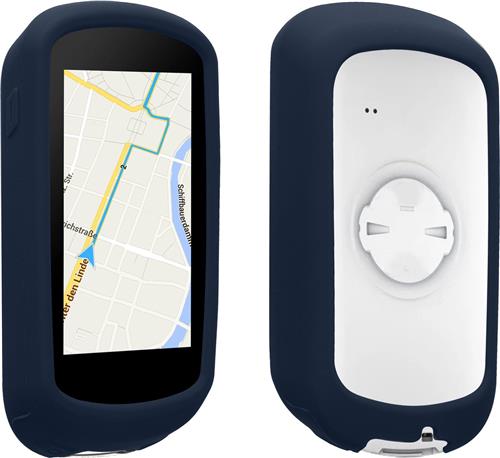 kwmobile hoes geschikt voor Garmin Edge Explore 2 - Siliconen beschermhoes voor fietsnavigatie - donkerblauw