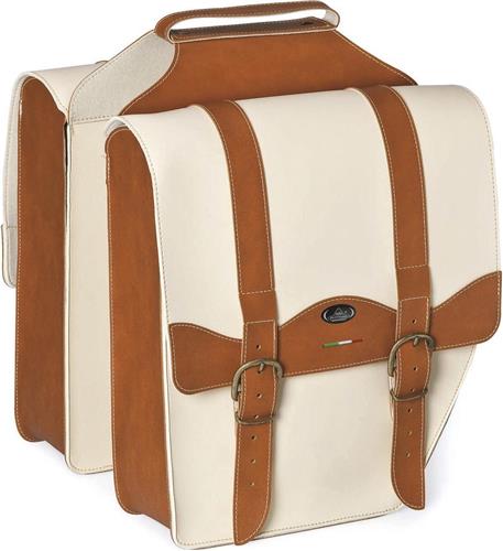 Selle Monte Grappa Cruiser Vintage Dubbele Fietstas - 17 Liter - Leer - Donkerbruin / Wit