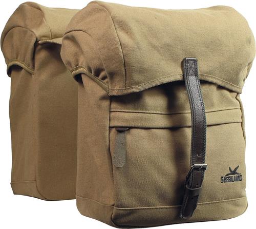 Greenlands dubbele fietstas - canvas - 40 liter - camel - gevoerd met spijkerstof - inclusief regenhoes