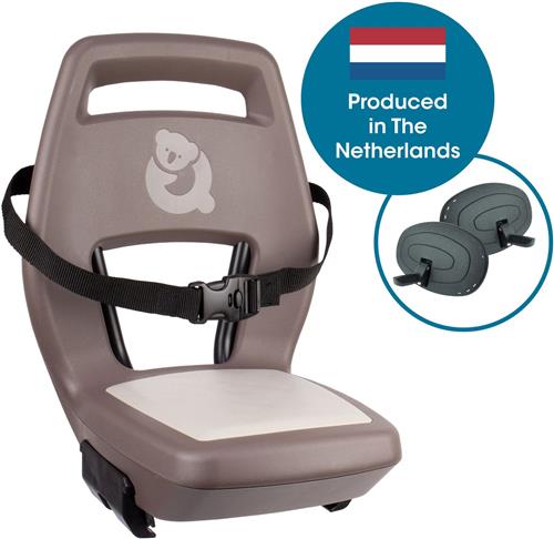 Qibbel Junior 6+ Fietsstoeltje Achter Bagagedrager bevestiging - Quick Connect - Fietszitje - Hazel Brown - inclusief voetbeschermingsplaten en voetsteunen