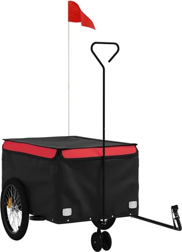 vidaXL Fietstrailer 45kg ijzer zwart en rood