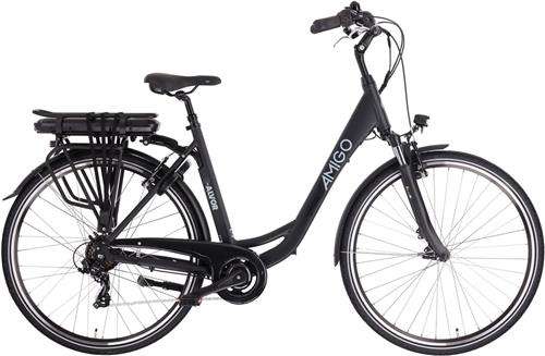AMIGO E-Alvor D2 Elektrische Fiets - E-bike 28 Inch - 50 cm - Damesfiets met 7 Versnellingen - V-Brakes - 536 Wh Accu - Matzwart