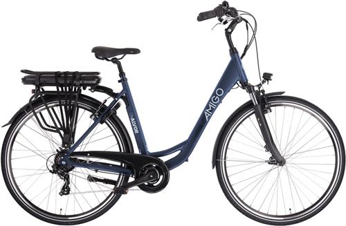 AMIGO E-Alvor D2 Elektrische Fiets - E-bike 28 Inch - 50 cm - Damesfiets met 7 Versnellingen - V-Brakes - 536 Wh Accu - Matblauw