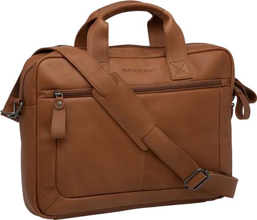 Laptoptas New Looxs Luko 7.5L - 42 x 6 x 30 cm - gemaakt van luxe leder - cognac
