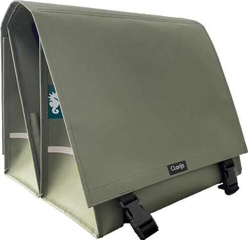 Clarijs fietstas dubbel XL PVC 46L matt olijf