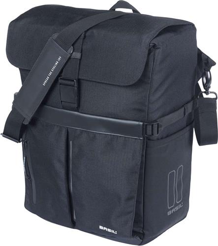 Basil Move - Fietsschoudertas - MIK Hooks - 15L - Incl. regenhoes - Gerecycled materiaal - Zwart