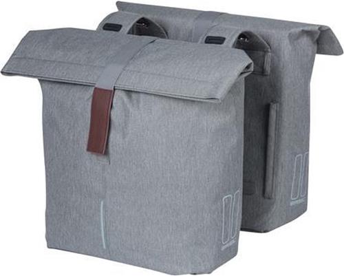 Basil City - Dubbele Fietstas - 32 liter - Waterafstotend - Reflectiedetails - Grijs Melee