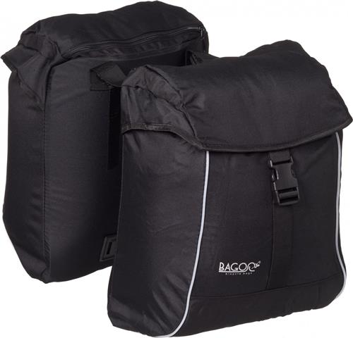 Bagoo Lichtgewicht Dubbele Fietstas - 34 liter - Zwart - Inclusief Regenhoezen