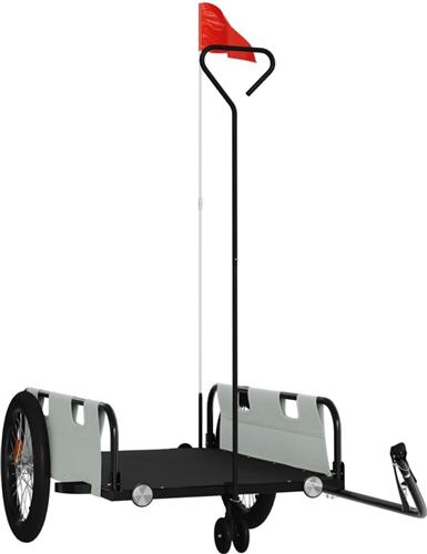vidaXL - Fietstrailer - oxford - stof - en - ijzer - grijs - en - zwart