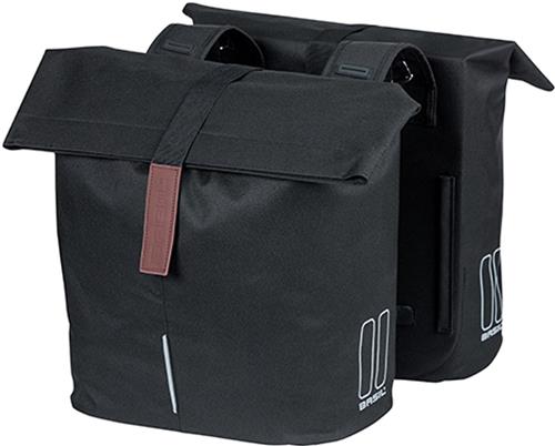 Basil City - Dubbele fietstas - Zwart - 32 Liter - Waterafstotend - Reflectiedetails