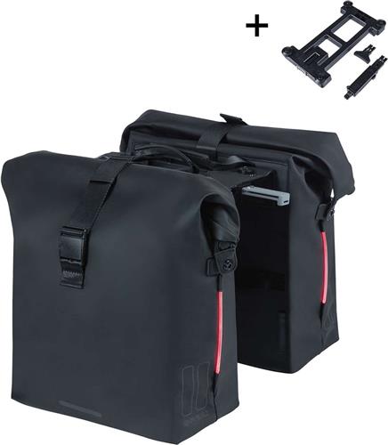 Basil SoHo - dubbele fietstas - 100% waterdicht - afneembaar - MIK - Incl. LED-verlichting
