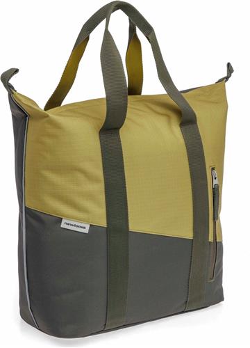 New Looxs ® Oslo Kota - Enkele Fietstas voor Dames - Shopper met Rits - Pakaftas Enkel - Afneembare Boodschappentas - 100% Gerecycled Polyester - Stevig Tas met Haken - 24 Liter - Olive-Yellow