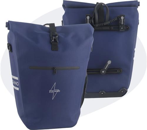 Voltano Luxe E-bike Fietstas 28L  Marine Blauw  Pakaftas Met Laptop vak  100% Waterdicht - Met Schouderband