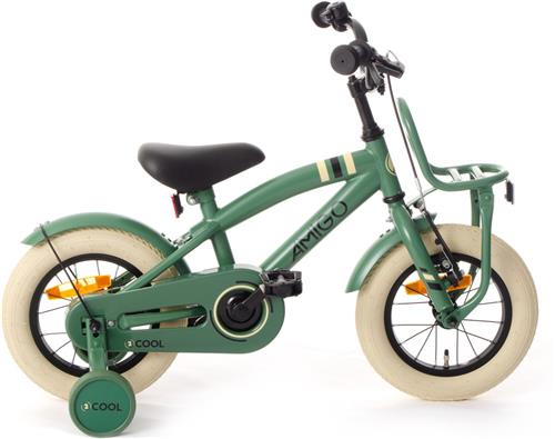AMIGO 2Cool Jongensfiets 12 Inch - Kinderfiets voor 2 tot 4 Jaar - 90-105 cm - Groen - met Zijwieltjes
