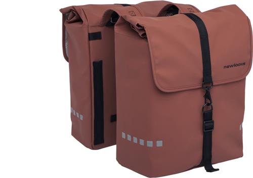 New Looxs Odense Double - Dubbele Fietstas - Geschikt voor Electrische Fietsen - Waterafstotend Polyester - 39 Liter - Roestbruin
