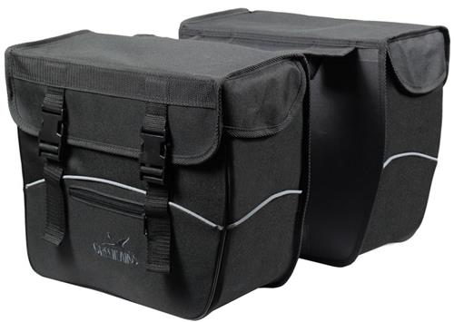 Greenlands - Dubbele fietstas - afgeschuind - voorgevormd - reflecterende bies - zwart - 34 liter