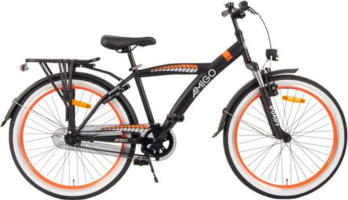 AMIGO Roady Kinderfiets - 26 Inch Jongensfiets - Geschikt vanaf 10 tot 14 jaar - Met Terugtraprem - Zwart/Oranje