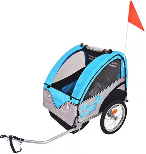 vidaXL - Fietstrailer - 30 - kg - grijs - en - blauw