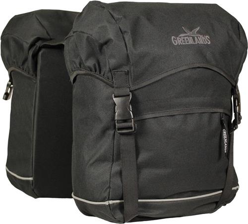 Greenlands Travel - Dubbele Fietstas - lichtgewicht - reflecterende bies - 40 l - Zwart