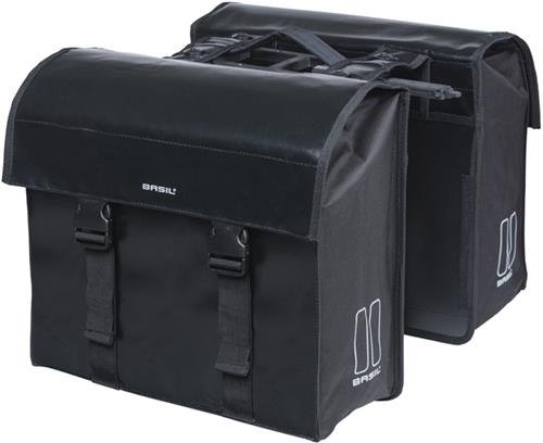 Basil Urban Load dubbele fietstas MIK, 48-53L, zwart - regenbestendig - reflectiedetails