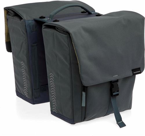 New Looxs ® Tulum Double MIK - Dubbele Fietstas - 100% Gerecycled Polyester - Geschikt voor Elektrische Fietsen - Voor MIK-Bagagedrager - Afneembare Fietstas - 32 Liter - Grey-Green