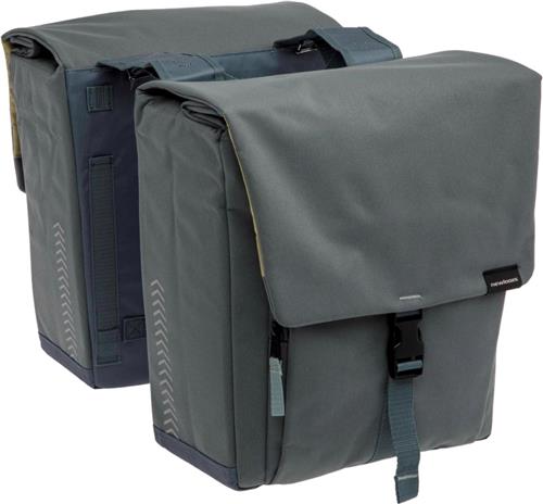 New Looxs ® Tulum Double - Dubbele Fietstas - 100% Gerecycled Polyester - Geschikt voor Elektrische Fietsen - Geschikt voor elke Bagagedrager - 32 Liter - Grey-Green