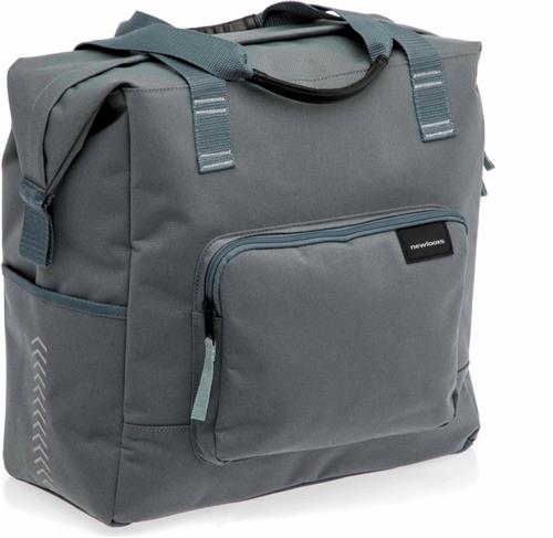 New Looxs ® Tulum Camella - Enkele Fietstas - 100% Gerecycled Polyester - Shopper met Rits - Pakaftas Enkel - Boodschappentas met Haken - Stevig en Afneembaar - 26 Liter - Grey-Green
