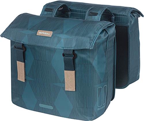 Basil Elegance - Dubbele Fietstas - 40-49 Liter - Waterafstotend materiaal - Gerecycled PET polyester - Estate blauw