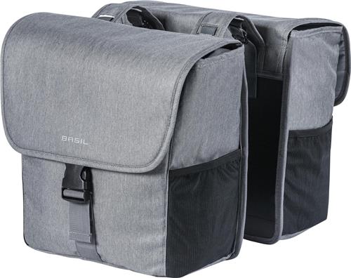 Basil GO - Dubbele fietstas - Grijs - 32 Liter - Waterafstotend - Reflectiedetails