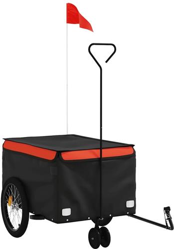 vidaXL - Fietstrailer - 30 - kg - ijzer - zwart - en - oranje