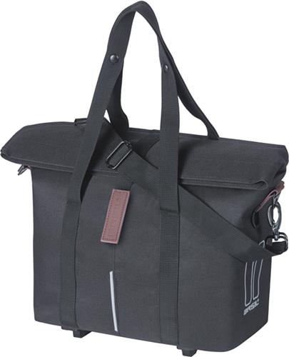 Basil City - Fietshandtas MIK-KF-hook - 8-11L - Zwart - Waterafstotend - Reflectiedetails