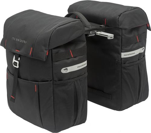 New Looxs Vigo Double - Dubbele Fietstas - Geschikt voor Electrische Fietsen - Ingebouwde MIK adapter - Afneembare Fietstas met Modern Design - 37 Liter - Zwart