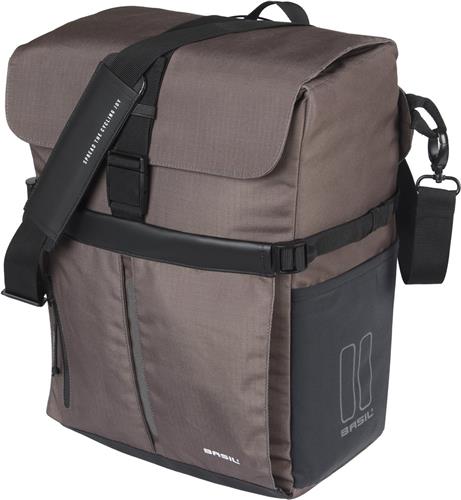 Basil Move - Fietsschoudertas MIK Studs - 15 Liter - Incl. regenhoes - Gerecycled materiaal - Bruin