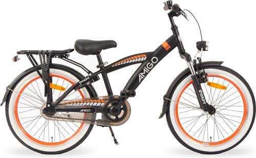 AMIGO Roady Jongensfiets 20 Inch - Kinderfiets voor 6 tot 8 Jaar - 110-125 cm - Zwart/Oranje