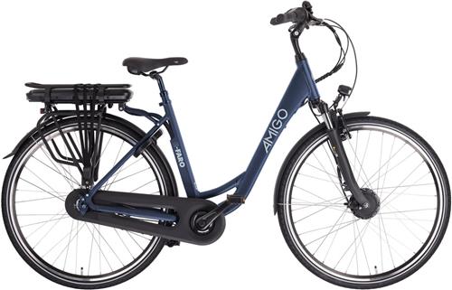 AMIGO E-Faro S2 Elektrische Fiets - E-bike 28 Inch - Damesfiets 53 cm - 7 Versnellingen - Rollerbrakes - 536Wh Accu - Matblauw