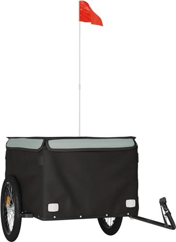 vidaXL - Fietstrailer - 45 - kg - ijzer - zwart - en - grijs