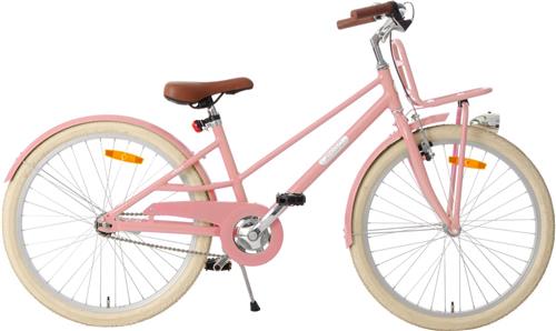 AMIGO Urban Meisjesfiets 24 Inch - Kinderfiets 35 cm - Lichtgewicht Aluminium - Met Terugtraprem en V-Brake - Zalmroze