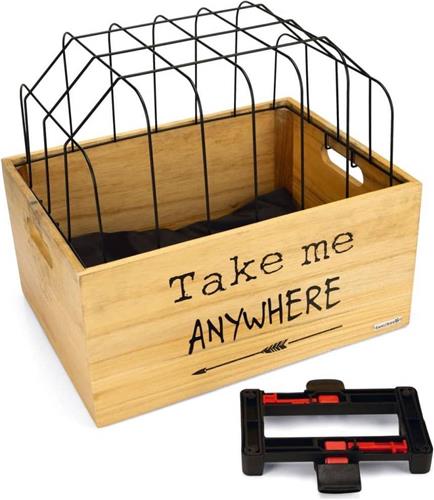 Beeztees Houten Fietsmand Journey + Kap - 45 x 33 x 45 cm